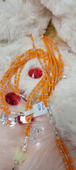 Triple Strand Glow in the Dark Butterfly Orange Crystal Waist Beads