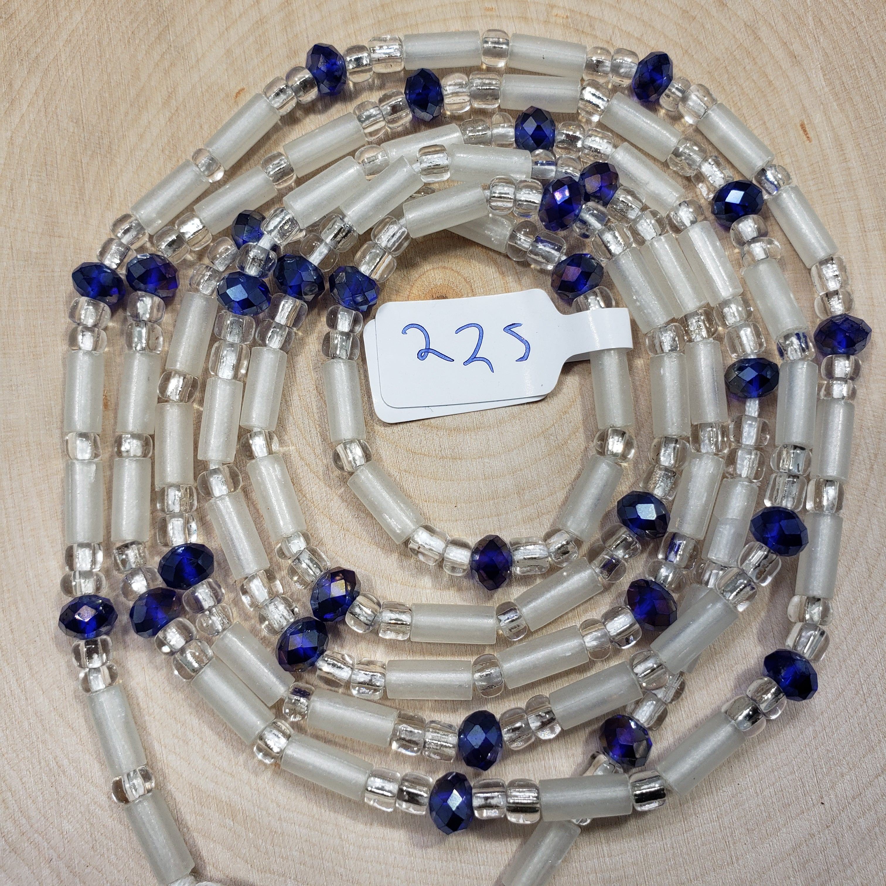 Tubular Glow in the Dark Clear and Blue Gem Waist Beads