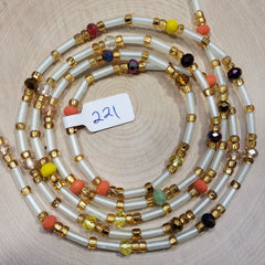 Tubular Glow in the Dark With Gold and Orange Blend Gems Waist Beads