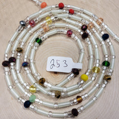 Tubular Glow in the Dark with Multicolor Gems Waist Beads