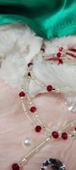 Tubular with Red Gems Glow in the Dark Crystal Waist Beads