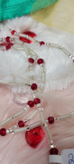 Tubular with Red Gems Glow in the Dark Crystal Waist Beads