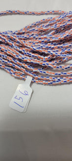 All White Blue Orange Waist Beads - Beads Of Africa