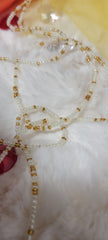 White with Crystal Gold Round Waist Beads