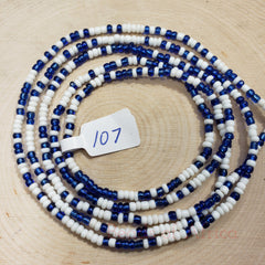 White and Dark Blue Waist Beads