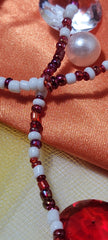White with Maroon Round Waist Beads