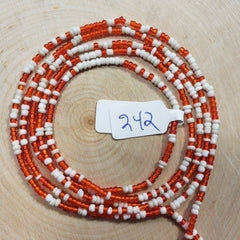 White and Shiny Red Waist Beads