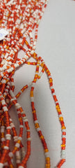 White and Shiny Red Waist Beads