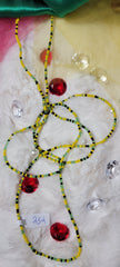 Yellow Black and Shinny Green Waist Beads