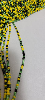 Yellow Black and Shinny Green Waist Beads