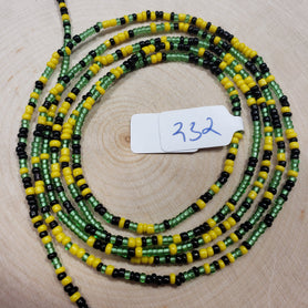 Yellow Black and Shinny Green Waist Beads