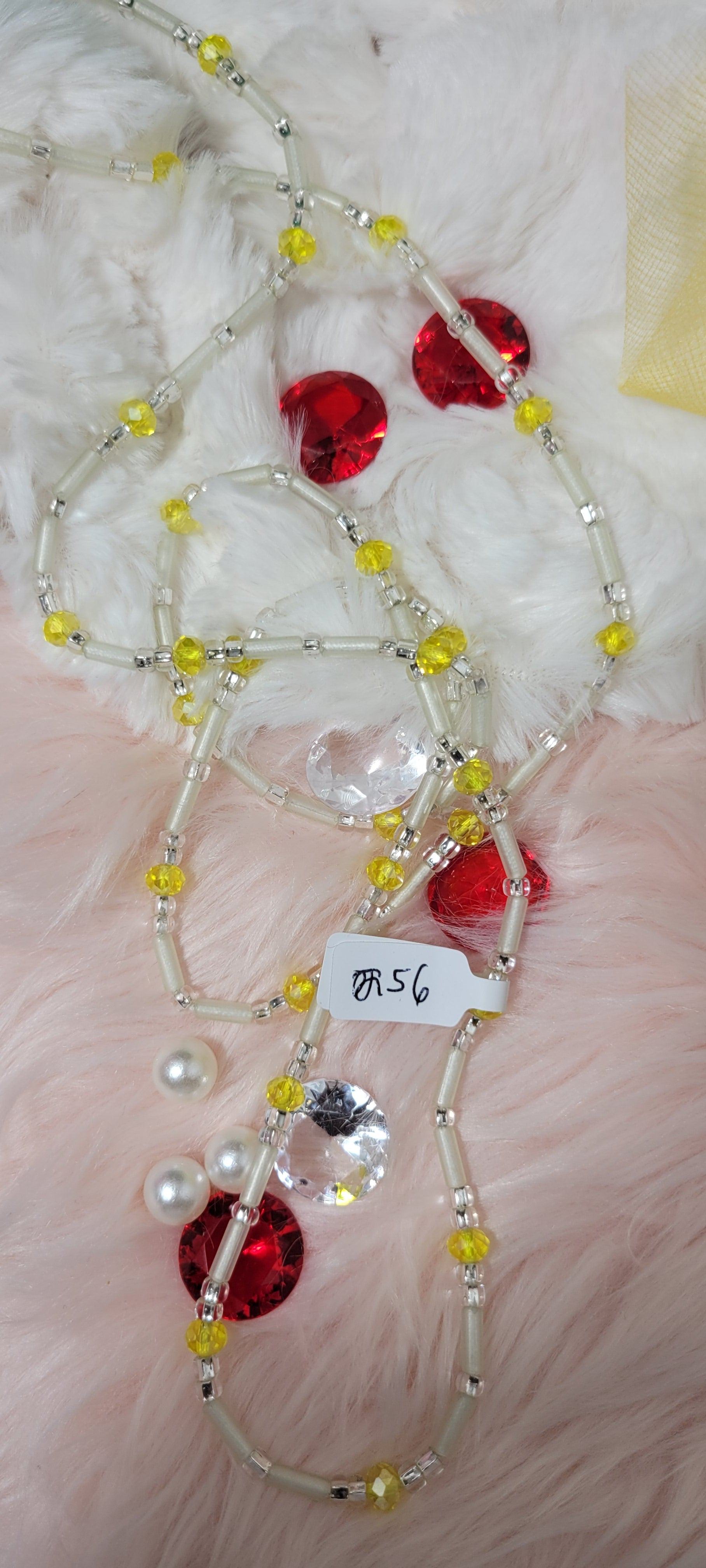 Gem Yellow and Clear Tubular Waist Beads