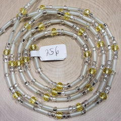 Gem Yellow and Clear Tubular Waist Beads