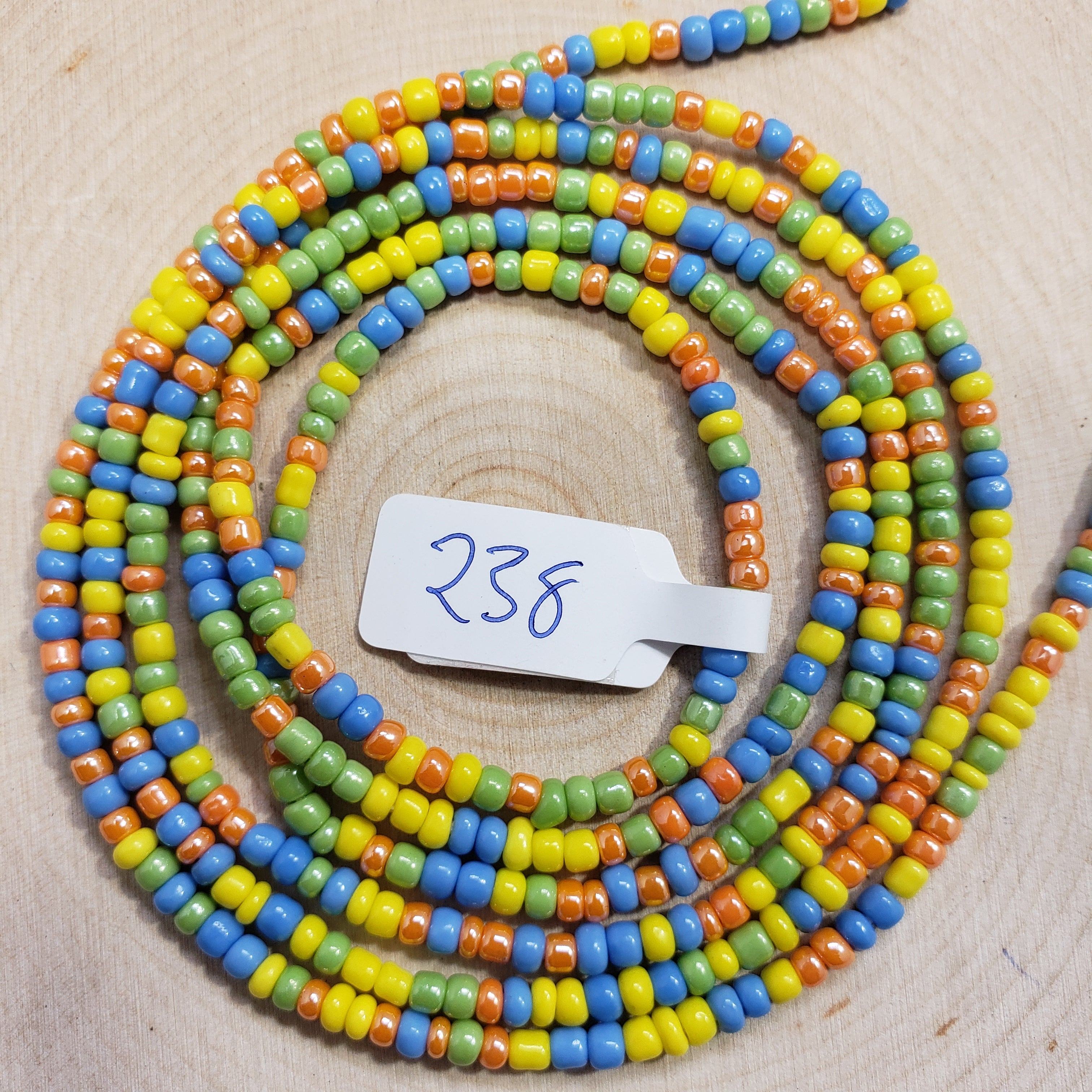 Yellow, Green, Blue and Orange Shiny Waist Beads