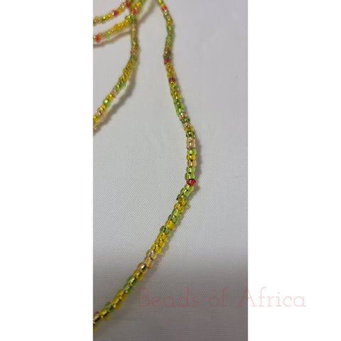 Yellow , Lime Green With Red Waist Beads