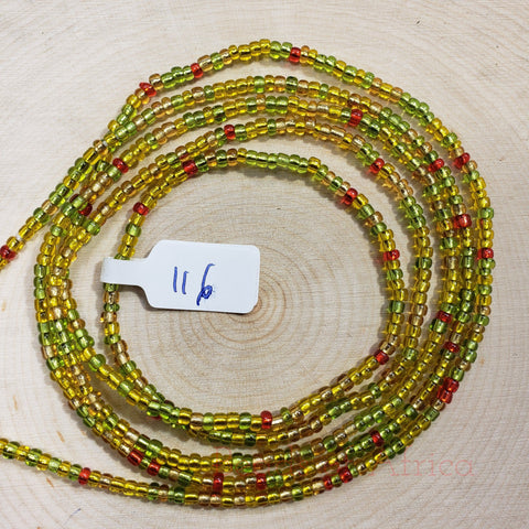 Yellow , Lime Green With Red Waist Beads