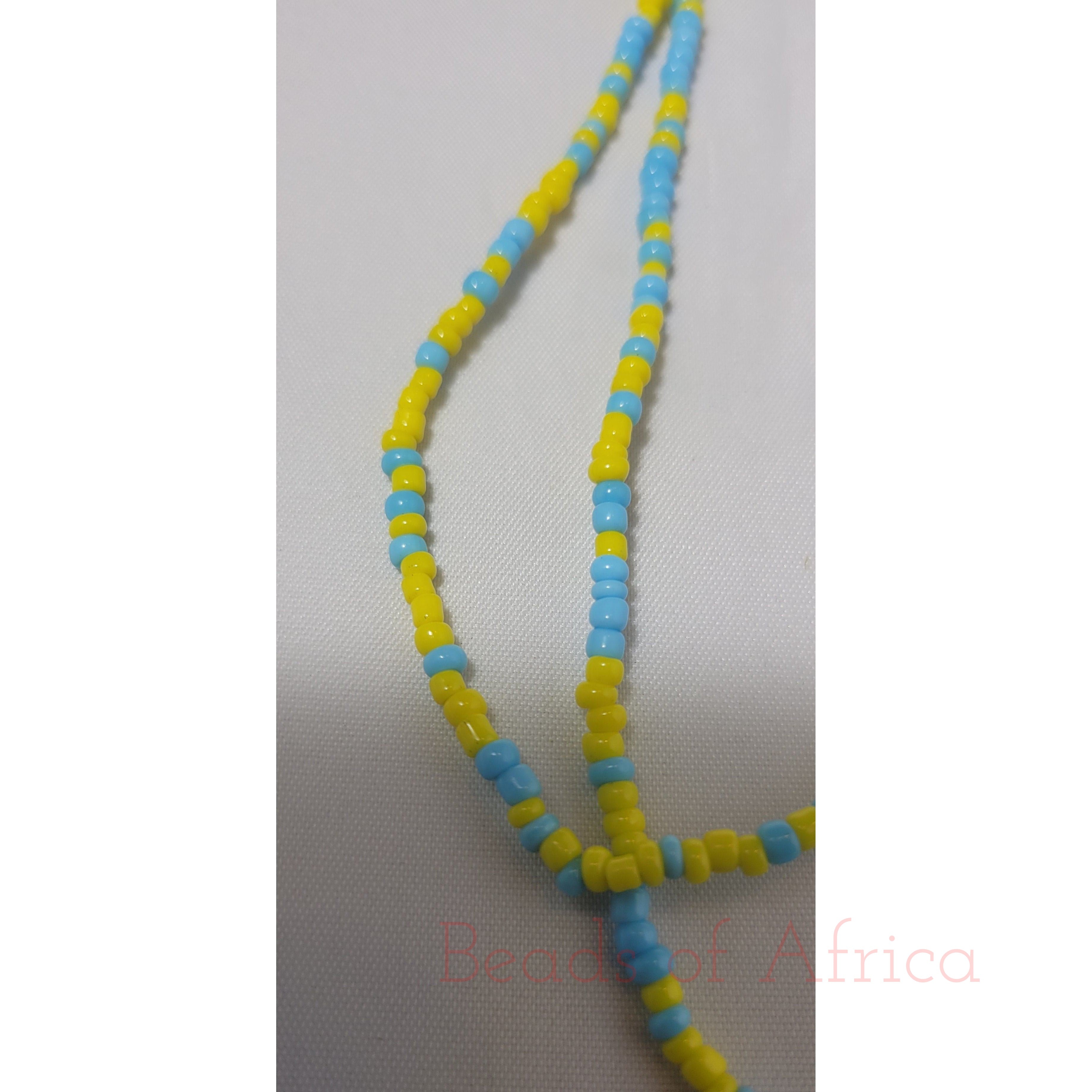 Yellow with Sky Blue Waist Beads