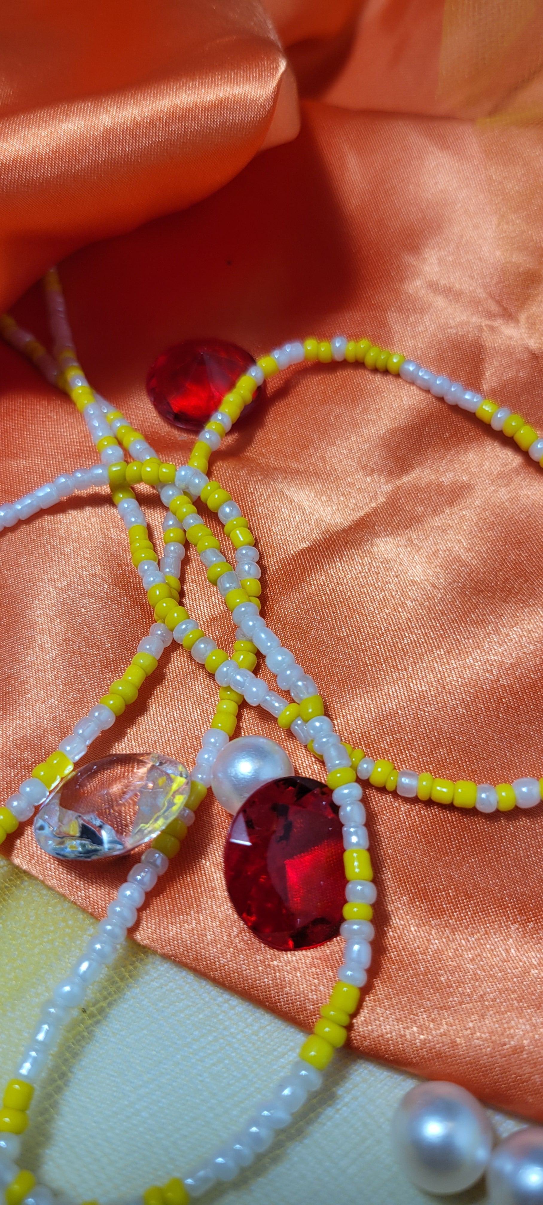 Yellow and White Waist Beads